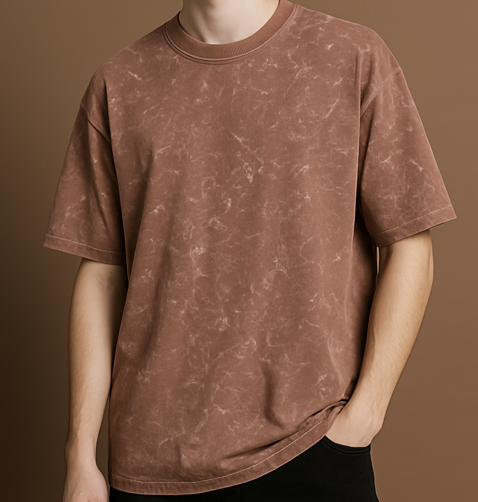 BROWN ACID WASH OVERSIZED T-SHIRT
