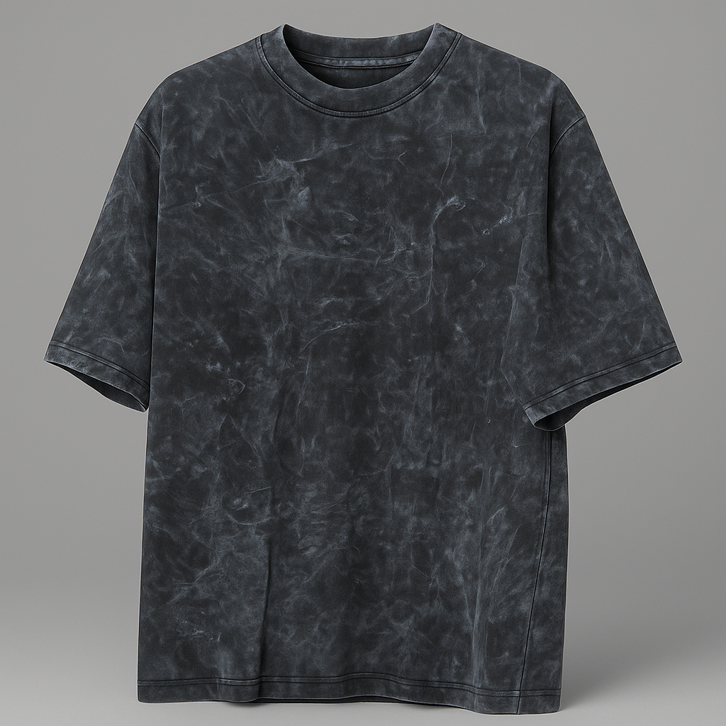 BLACK ACID WASH OVERSIZED T-SHIRT