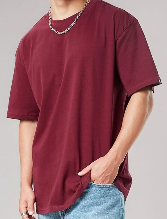 PLAIN MAROON RED OVERSIZED T-SHIRT