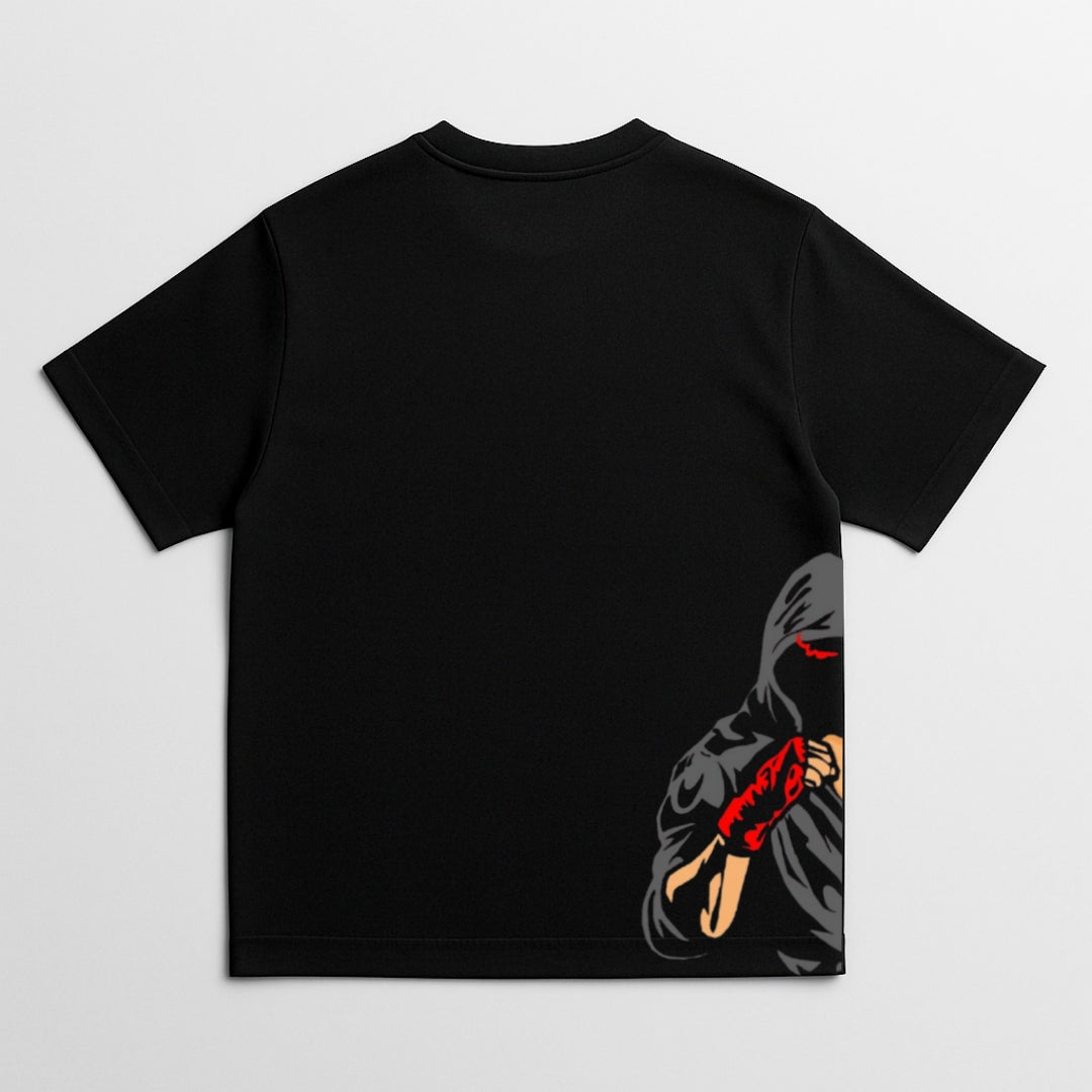 FIGHTER OVERSIZED BLACK T SHIRT