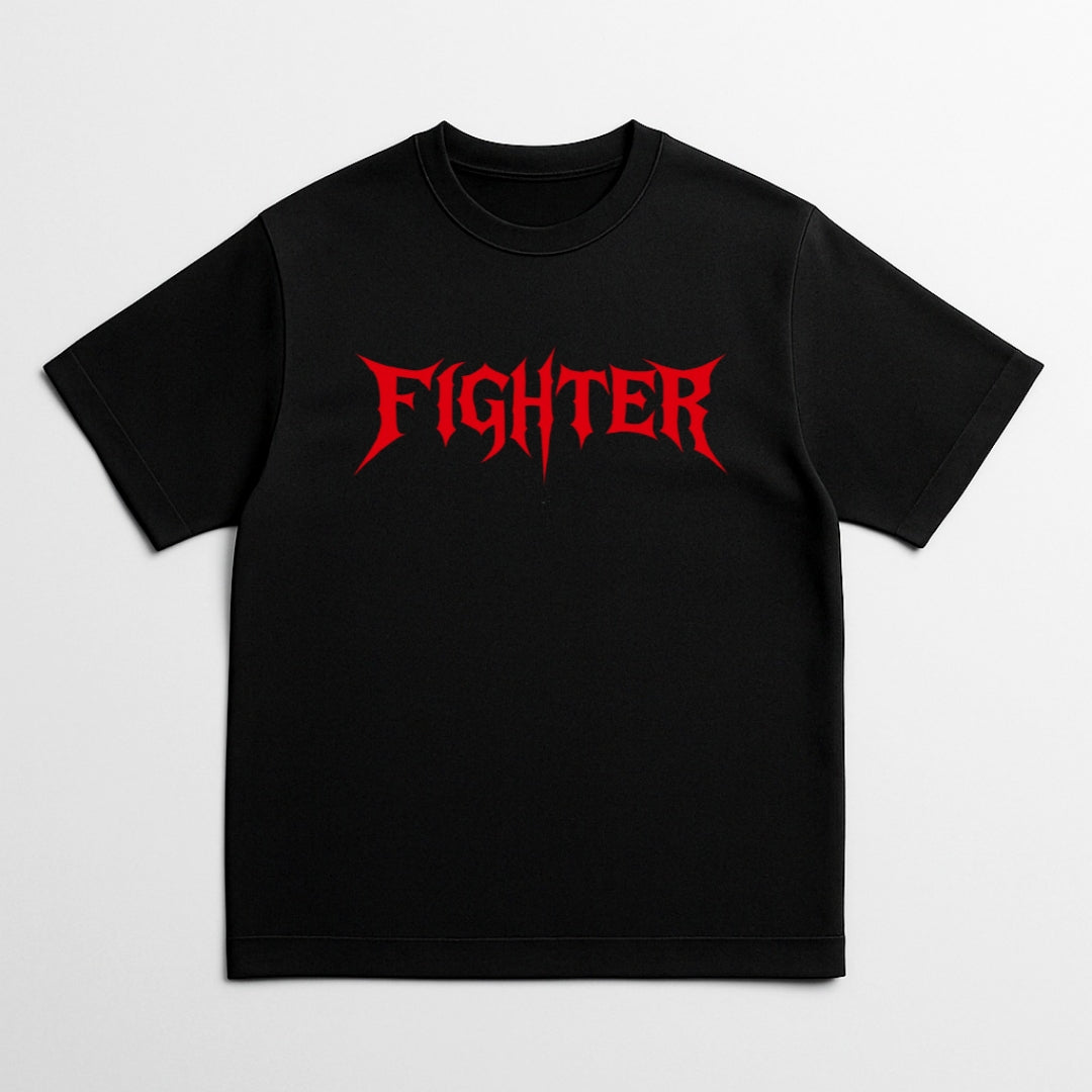 FIGHTER OVERSIZED BLACK T SHIRT