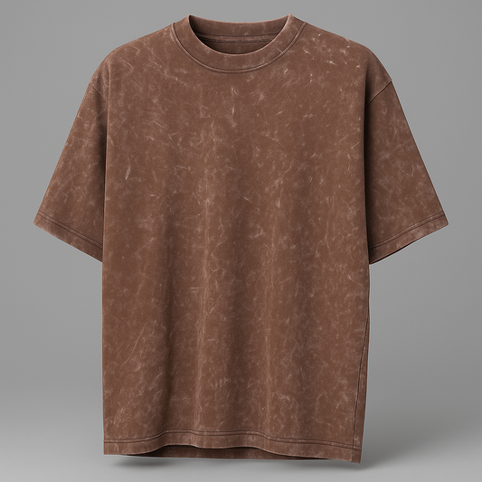 BROWN ACID WASH OVERSIZED T-SHIRT